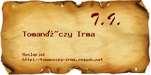 Tomanóczy Irma névjegykártya